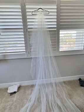 Two tier pencil edge veil with blusher